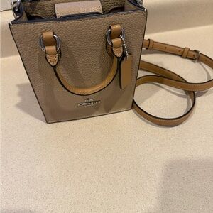Coach Two-Tone Tan Pebbled Leather Mini tote